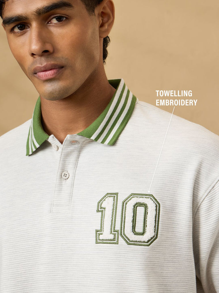Textured Polo: White Sand Textured Polos
