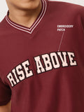 Textured T-shirt: Red League Oversized T-Shirts