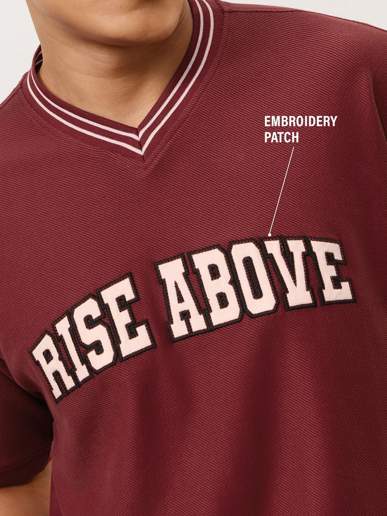 Textured T-shirt: Red League Oversized T-Shirts