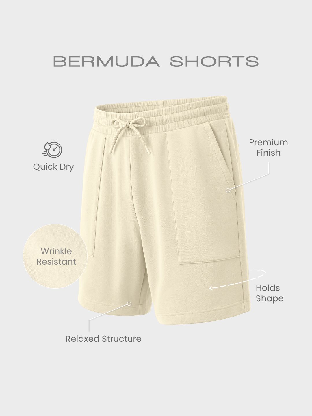 Bermuda Shorts: Ivory Hue Men Bermuda Shorts