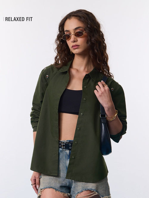 Easy Solids: Foliage Women Relaxed Shirts