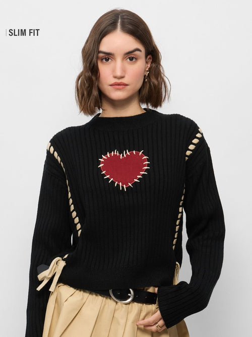 Knitted Sweater: Heartbreaker Women Fitted Sweaters