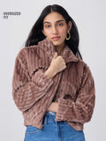 Textured Jacket: Dusky Rose Women Oversized Jackets
