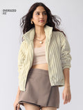 Textured Jacket: Almond Women Oversized Jackets