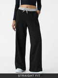 Core Solid Joggers: Black Oyster Women Straight Joggers