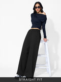 Core Solid Joggers: Inky Black Women Straight Joggers