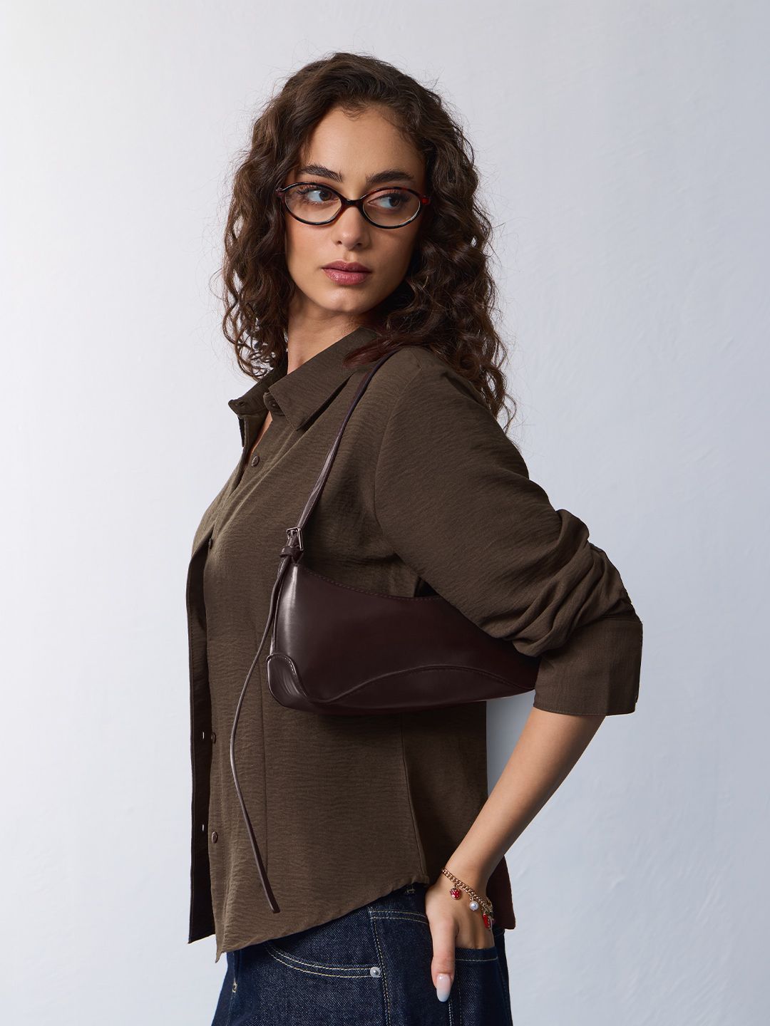 Tailored Solids: Dark Chocolate Women Fitted Shirts