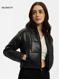Solids: Black Women Puffer Jackets