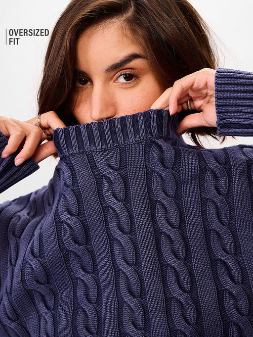 Cable Knit Sweater: Celestial Women Oversized Sweaters