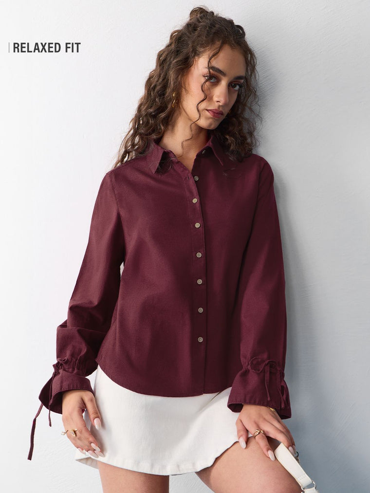 Classic Solids: Sangria Women Relaxed Shirts