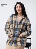 Plaid Teddy Shacket: Brown Women Shackets
