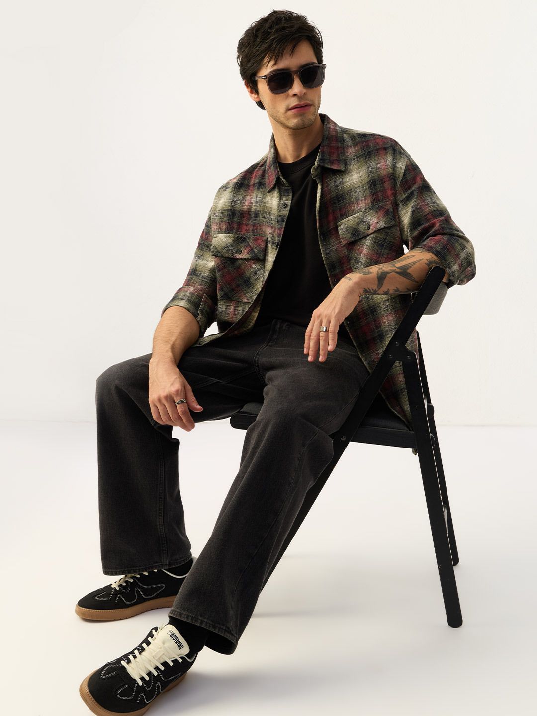 Plaid Shirt: Coffee Men Relaxed Shirts