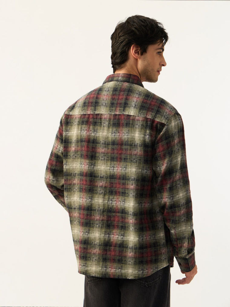 Plaid Shirt: Coffee Men Relaxed Shirts