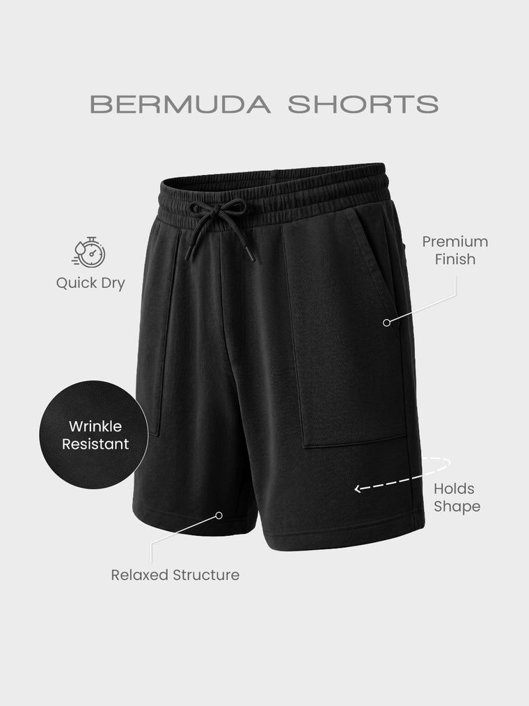 Bermuda Shorts: Jet Black Men Bermuda Shorts