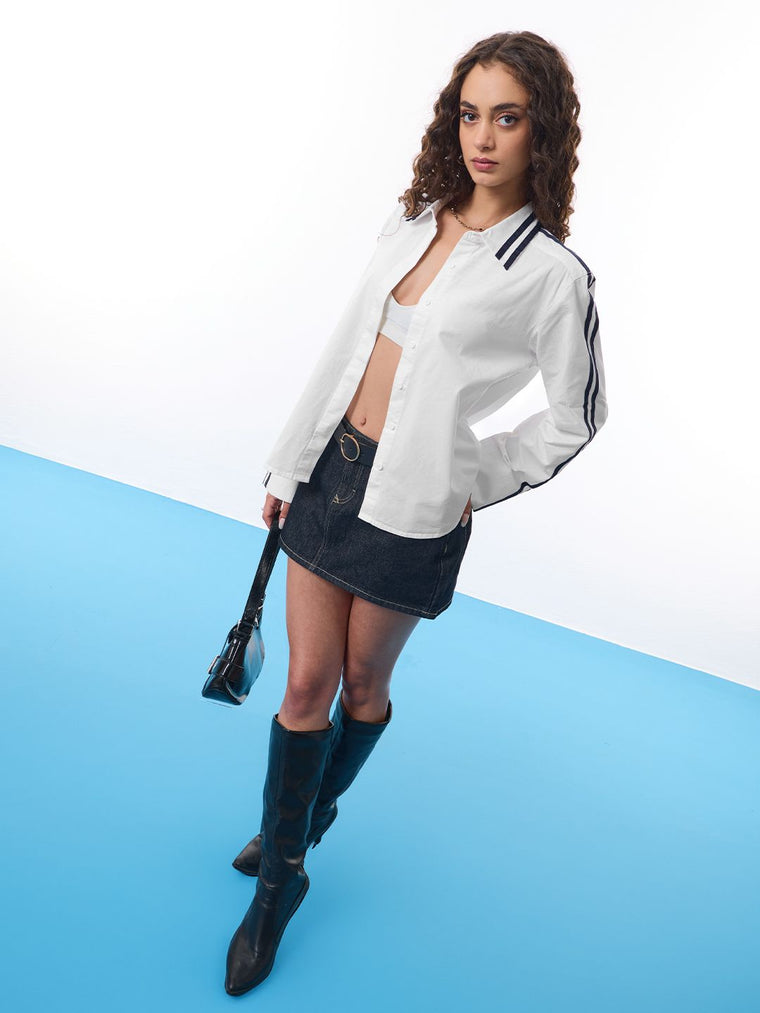 Easy Solids: Oyster Women Relaxed Shirts