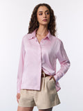 Satin Solid Shirt: Carnation Women Relaxed Shirts