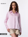 Satin Solid Shirt: Carnation Women Relaxed Shirts