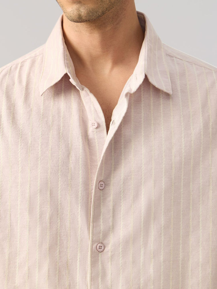 Cotton Linen: Light Mauve Cotton Linen Shirts