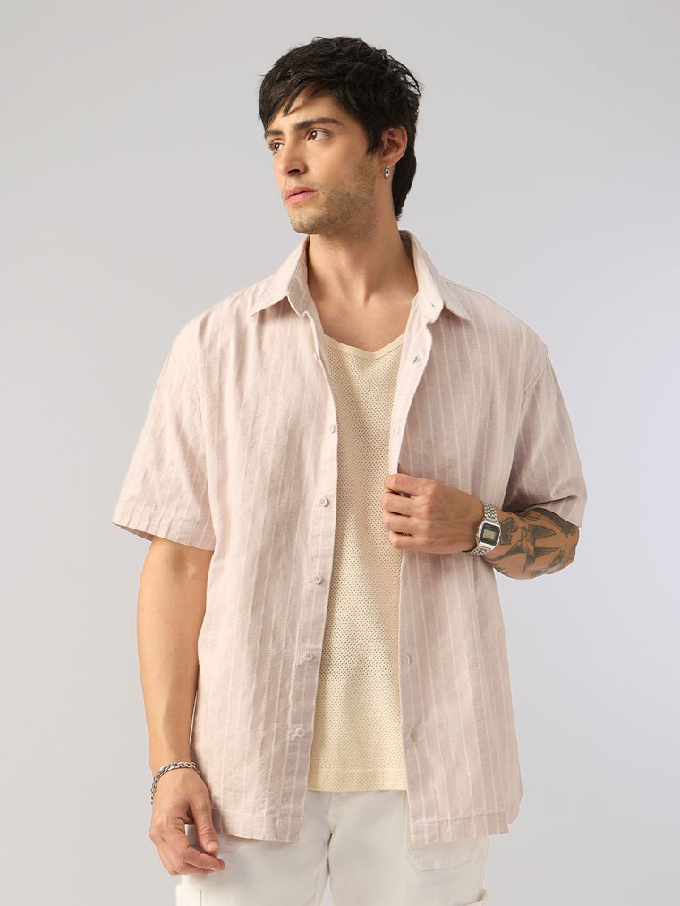 Cotton Linen: Light Mauve Cotton Linen Shirts