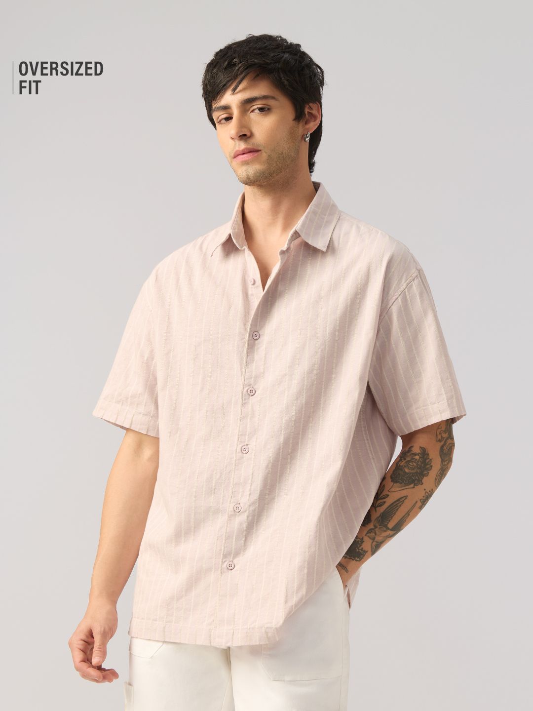 Cotton Linen: Light Mauve Cotton Linen Shirts