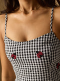 Corset Gingham Dress: Ladybug Women Fashion Dresses