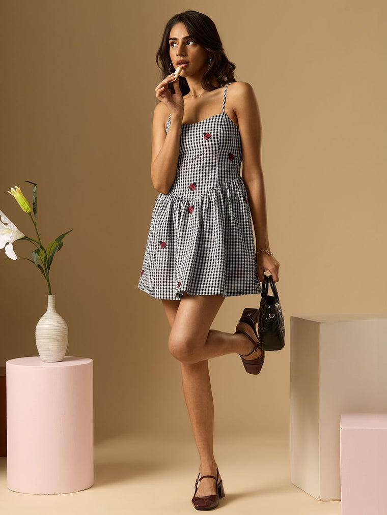 Corset Gingham Dress: Ladybug Women Fashion Dresses