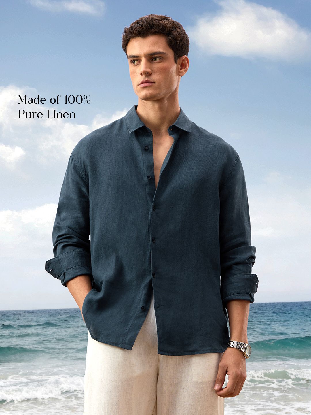 Luxe Linen Shirt: Midnight Blue 100% Linen Shirts