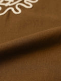 Cotton Linen Shirt: Brown Paisley Women Super Oversized Shirts
