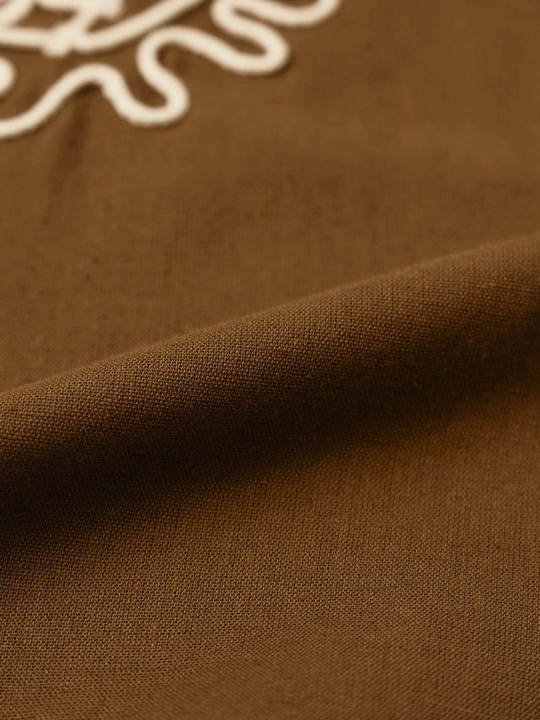Cotton Linen Shirt: Brown Paisley Women Super Oversized Shirts