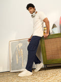 Straight-Fit Pants: Navy Blue Men Cargo Pants