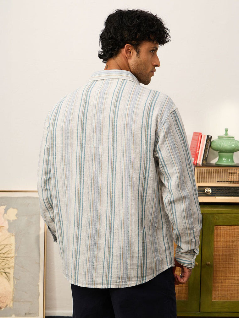 Textured Shirt: Sky Drift Men Relaxed Shirts