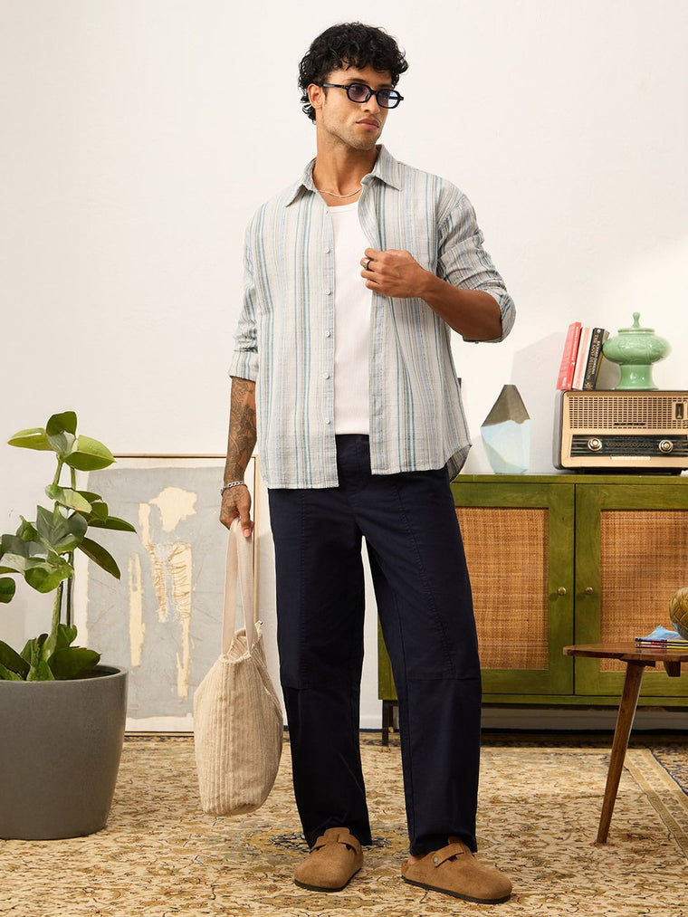 Textured Shirt: Sky Drift Men Relaxed Shirts