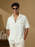 Textured Shirts: Egret Men Textured Shirts