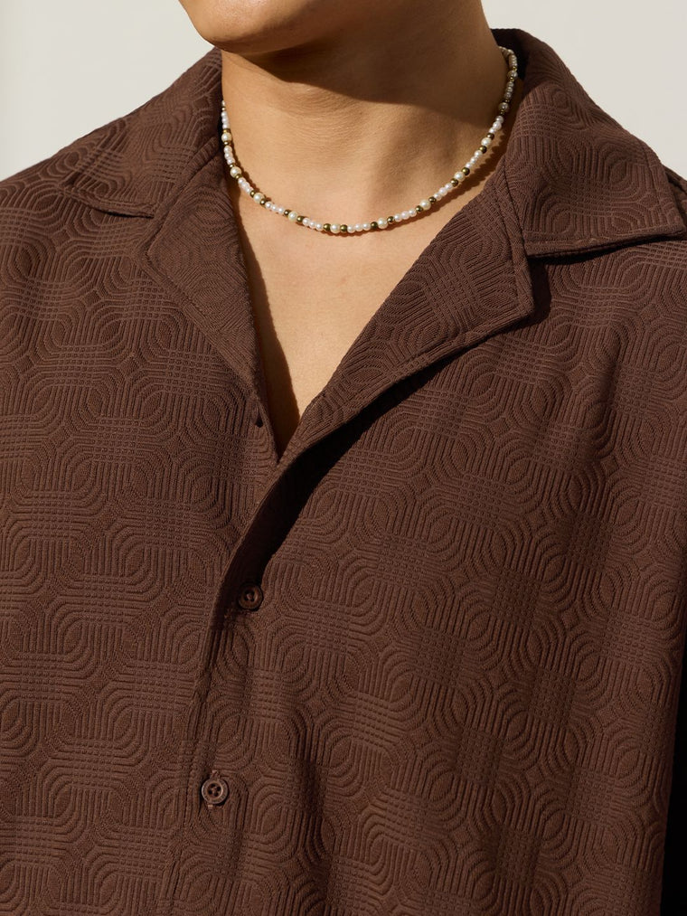 Oversized Shirt: Deep Mocha Men Textured Shirts