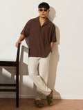 Oversized Shirt: Deep Mocha Men Textured Shirts