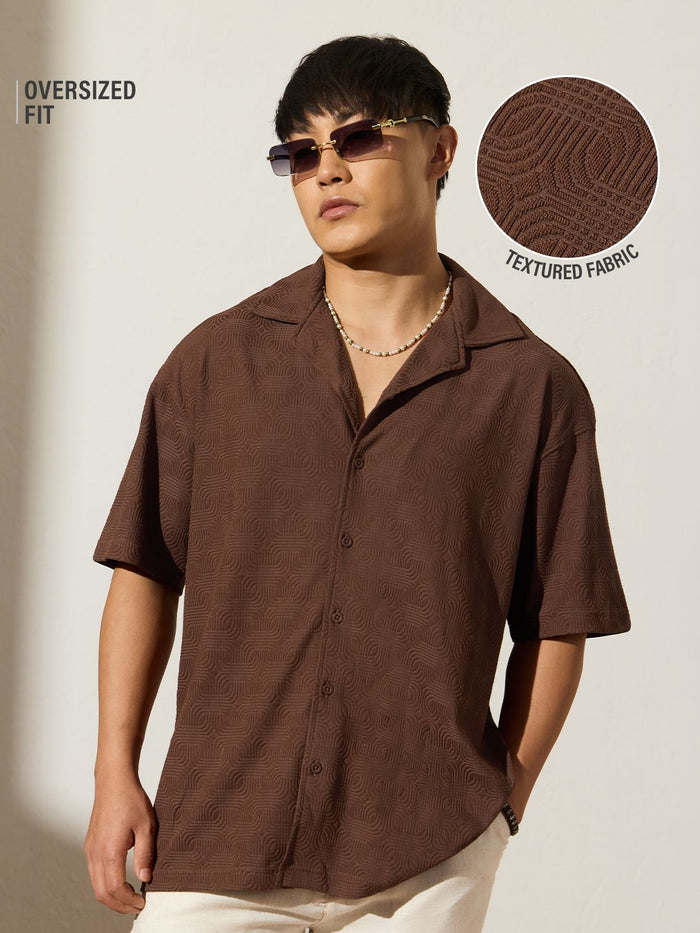 Oversized Shirt: Deep Mocha Men Textured Shirts