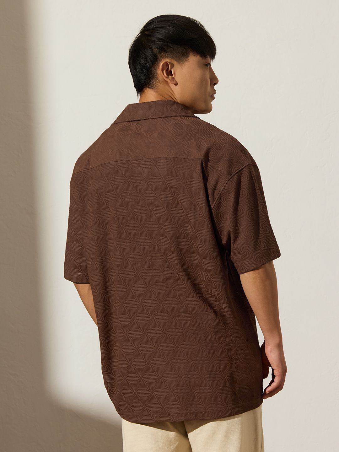 Oversized Shirt: Deep Mocha Men Textured Shirts