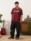 Textured T-shirt: Red League Oversized T-Shirts