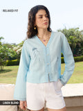 Cotton Linen Shirt: Jellyfish Women Fashion Shirts