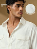 Textured Shirts: Egret Men Textured Shirts