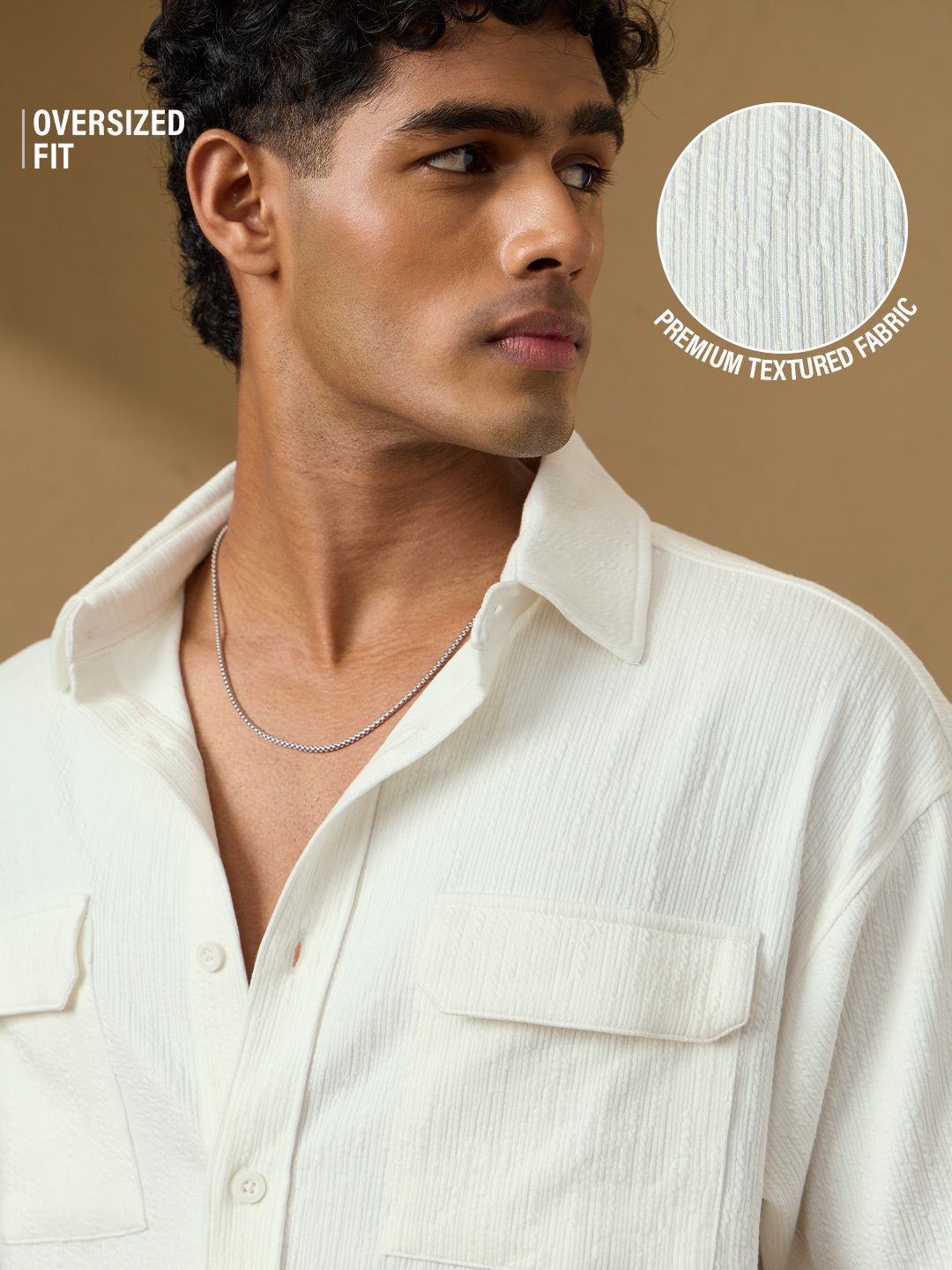 Textured Shirts: Egret Men Textured Shirts