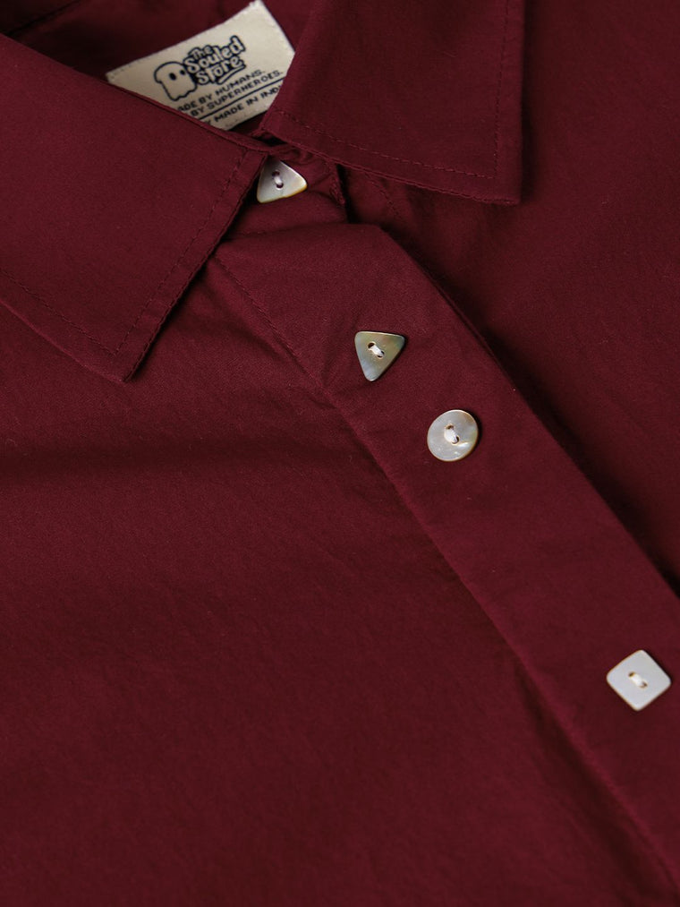Easy Solids: Merlot Women Relaxed Shirts