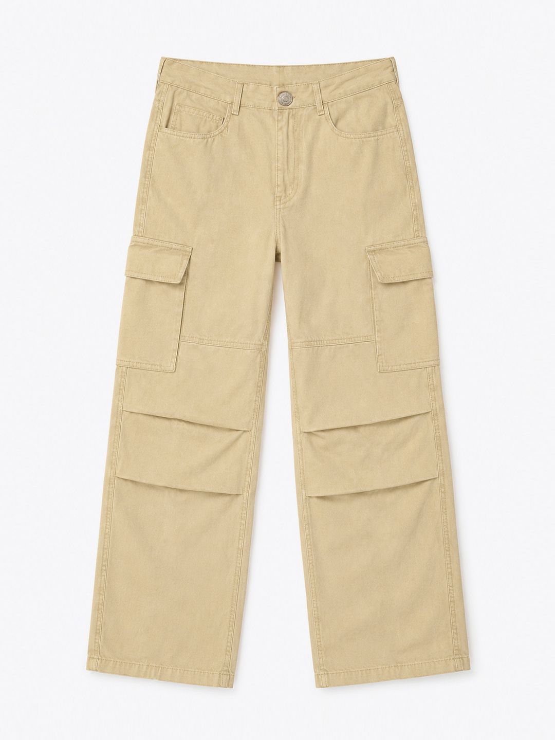 Baggy Fit Denim: CrÃ¨ma Men Cargo Jeans