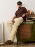 Baggy Fit Denim: CrÃ¨ma Men Cargo Jeans