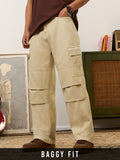 Baggy Fit Denim: CrÃ¨ma Men Cargo Jeans