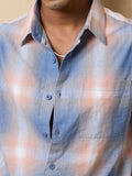 TSS Originals: Peach Plaid Men Relaxed Shirts