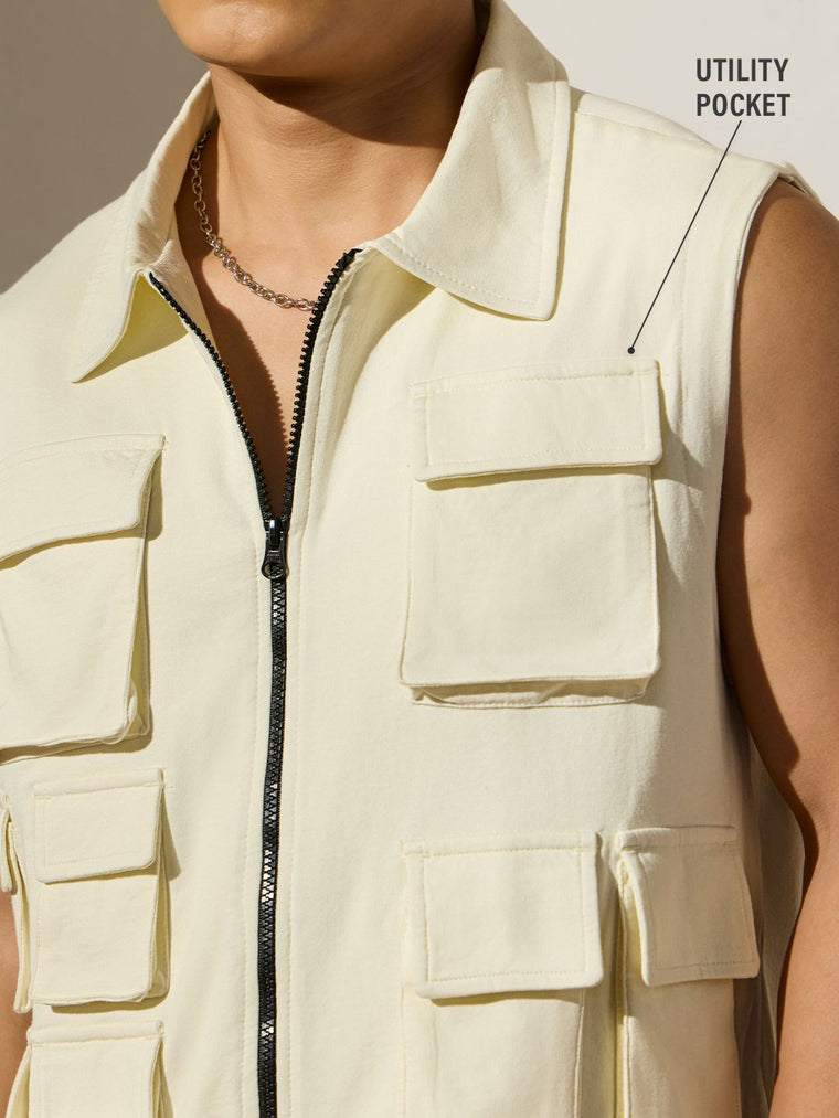 Utility Vest: Latte Easy Fit Vests