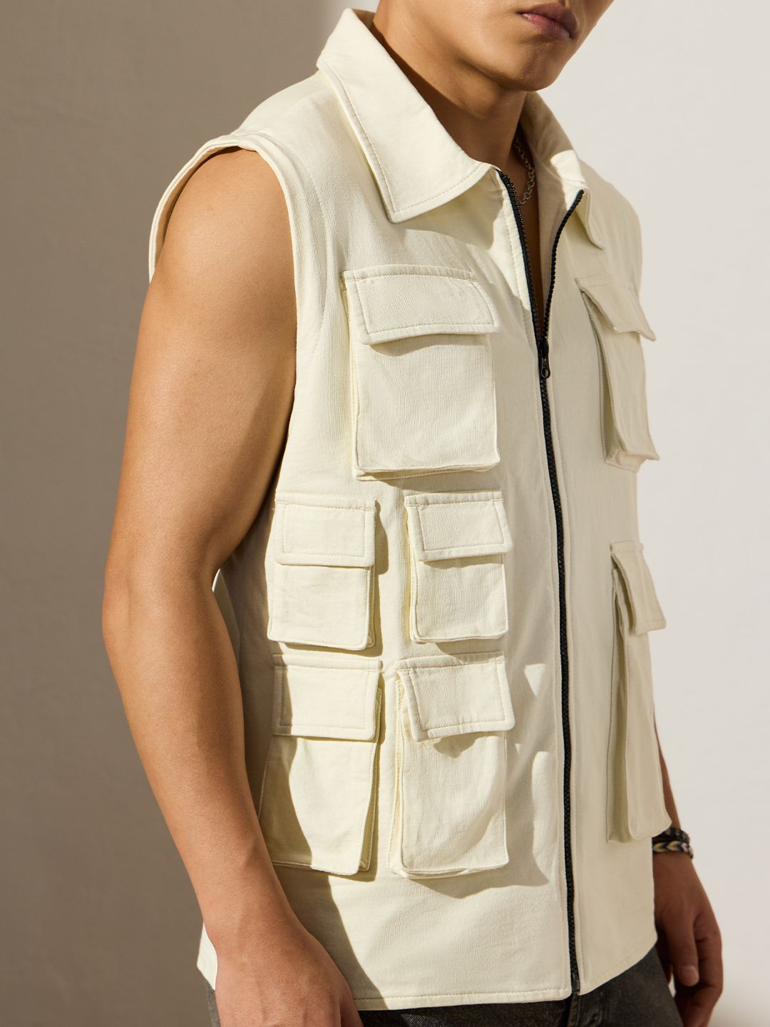 Utility Vest: Latte Easy Fit Vests