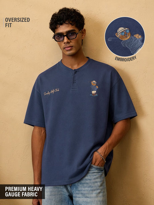 Henley T-Shirt: Golf Bear Oversized T-Shirts