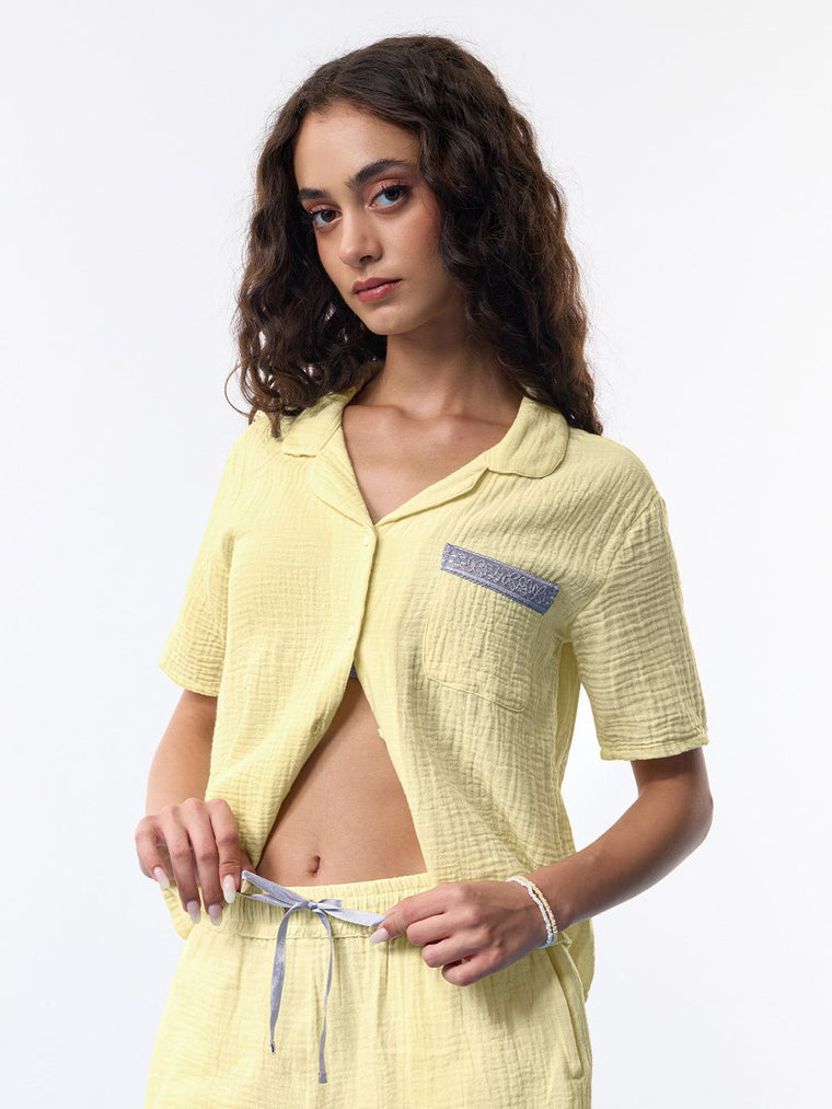 Solids: Lemon Lullaby Women Lounge Shirts